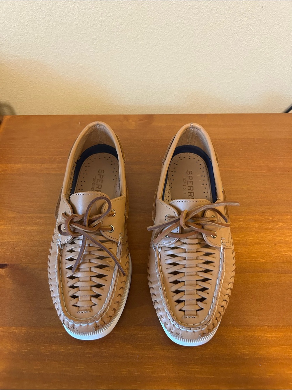 Sperry Women's Tan Woven Leather Boat Loafers